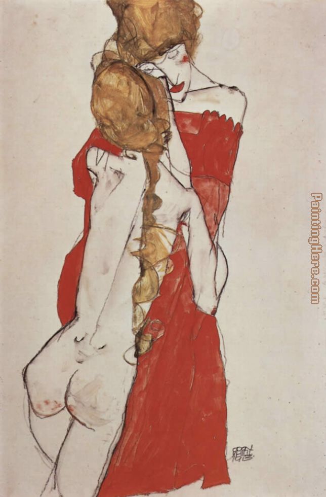 Mother and daughter painting - Egon Schiele Mother and daughter art painting